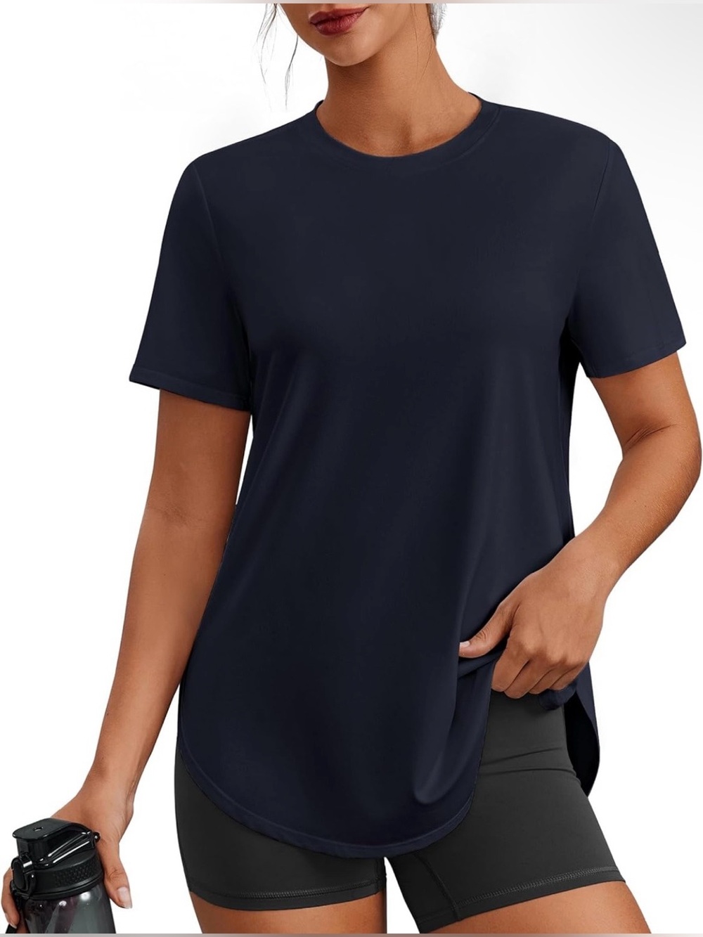 PinSpark UPF 50+ Athletic Tee Black Short Sleeve Workout Top Size Large